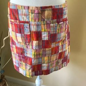 J.Crew Baja Patchwork Plaid Mini Skirt Sz 4